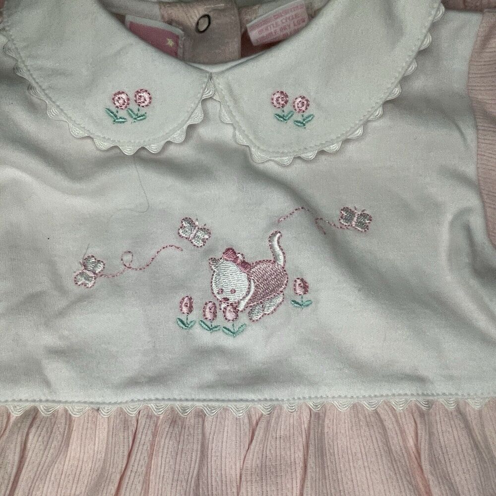 First Wish 9 Mos Pink 2 Piece Button Jacket/Footed Outfit Embroidered Details